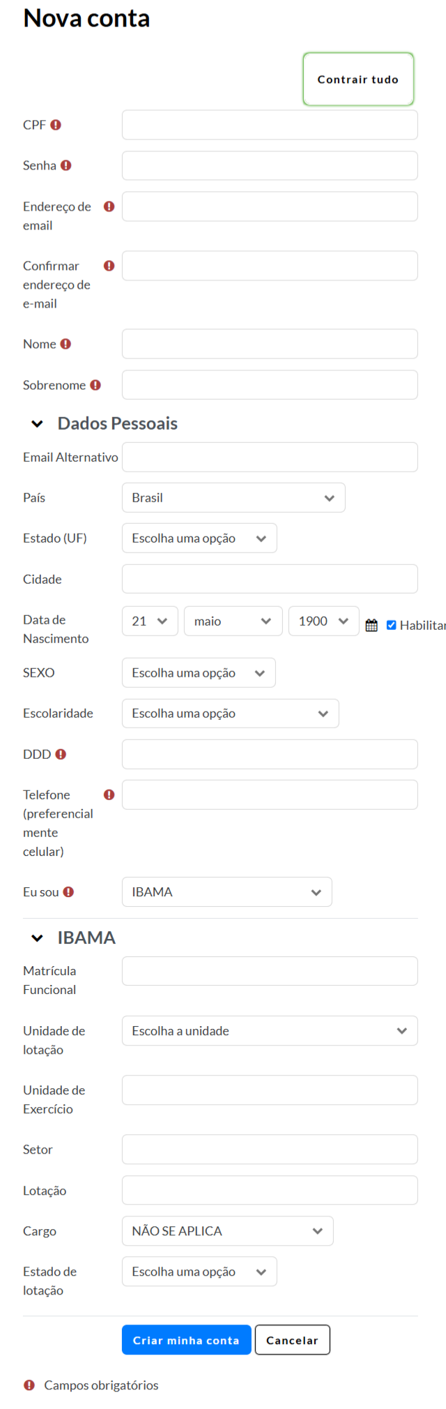 Formulário de cadastro