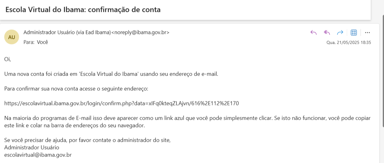 Link de confirmação